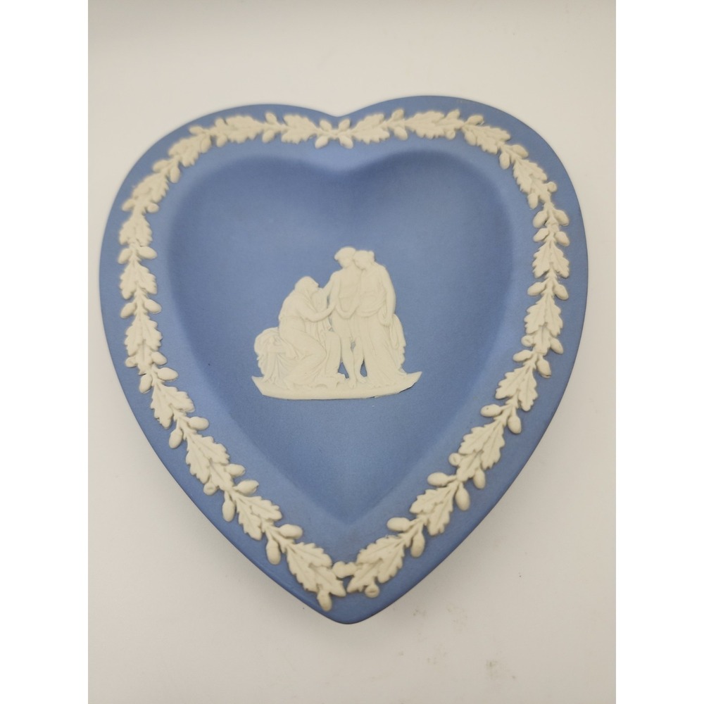 Wedgewood Jasperware Blue Heart Shaped Trinket Dish 4.5". VIntage